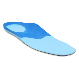 Auf dem Bild ist eine blaue Einlage als Freisteller zu sehen. Der Großteil der Einlage ist hellblau, nur im hinteren Teil gibt es einen dunkelblauen Besatz.
